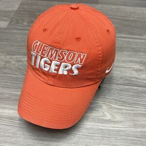 Nike Clemson Tigers Hat Baseball Cap Orange White DriFit Paw Print Logo Football